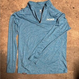Hoka Teal Long Sleeve Half-Zip Top